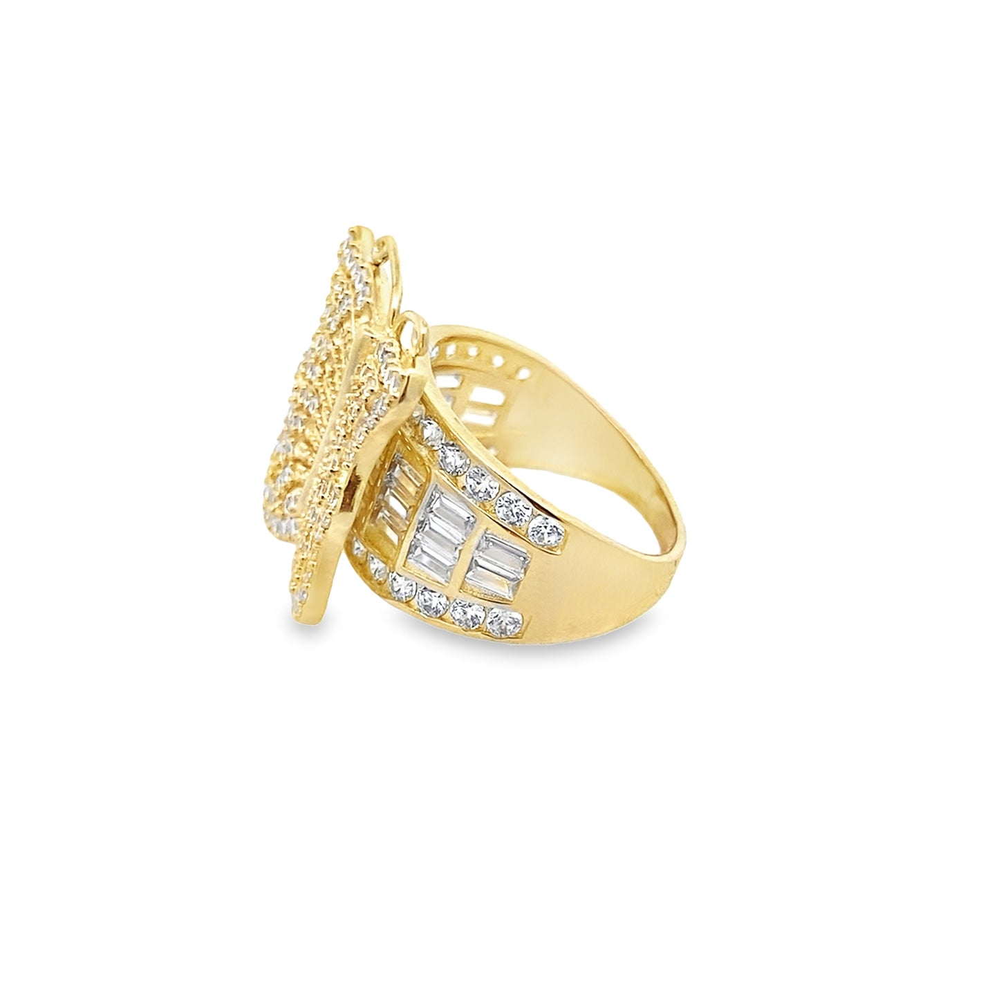 14K Yellow Gold Ladies Cz Butterfly Ring Size 7.5 4.3Dwt
