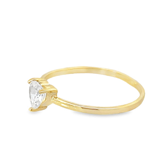 14K Yellow Gold Cz Heart Lds Fashion Ring Size 7.5