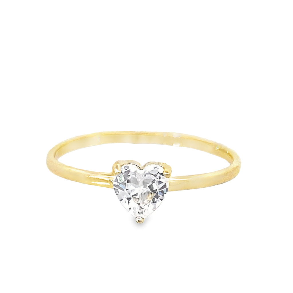 14K Yellow Gold Cz Heart Lds Fashion Ring Size 7.5