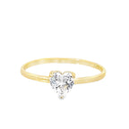 14K Yellow Gold Cz Heart Lds Fashion Ring Size 7.5