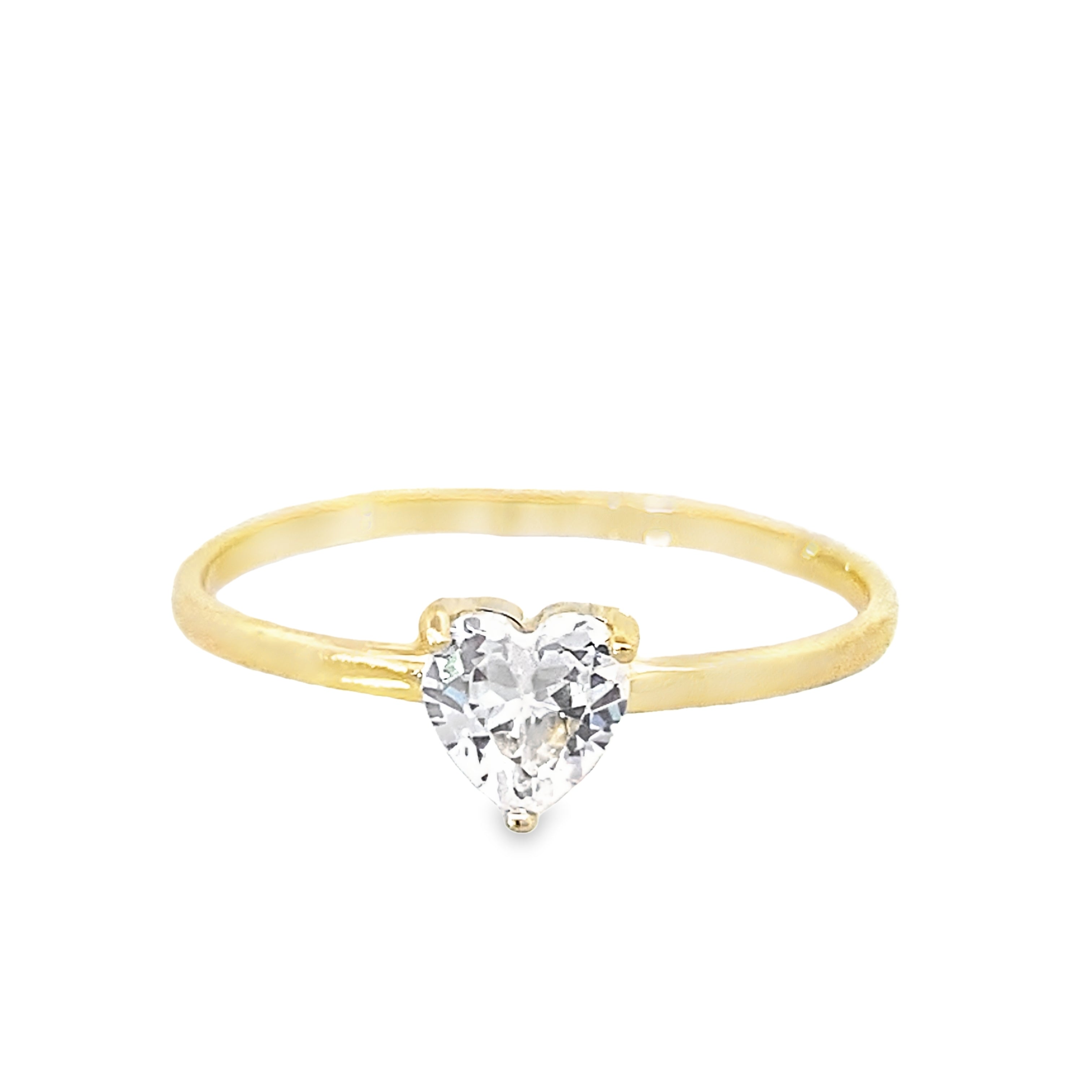 14K Yellow Gold Cz Heart Lds Fashion Ring Size 7.5