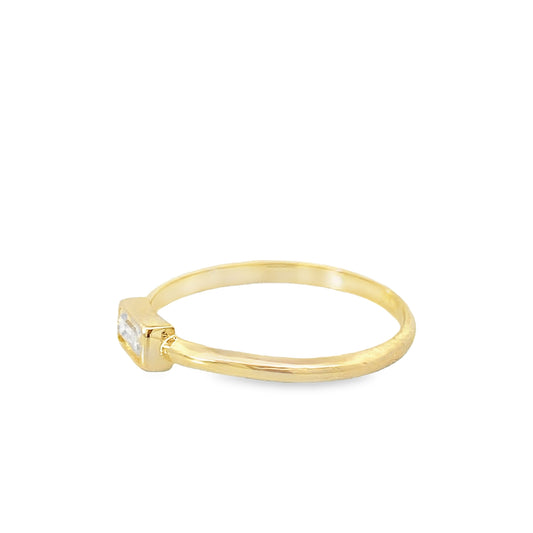 14K Yellow Gold Cz Bar Lds Fashion Ring Size 7 0.6Dwt