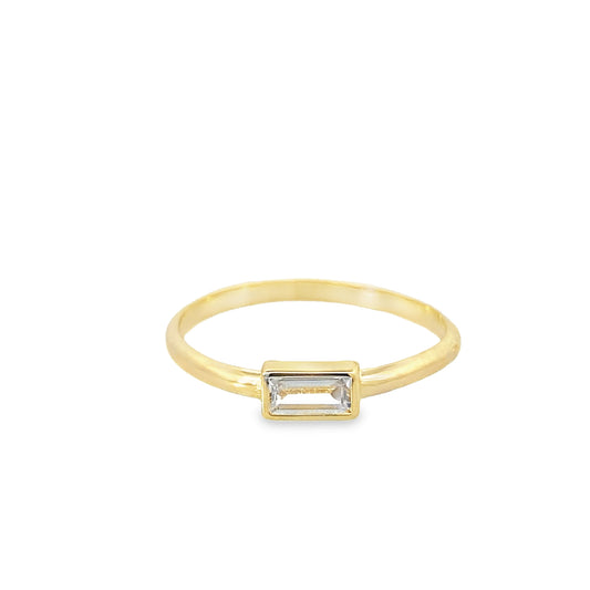 14K Yellow Gold Cz Bar Lds Fashion Ring Size 7 0.6Dwt