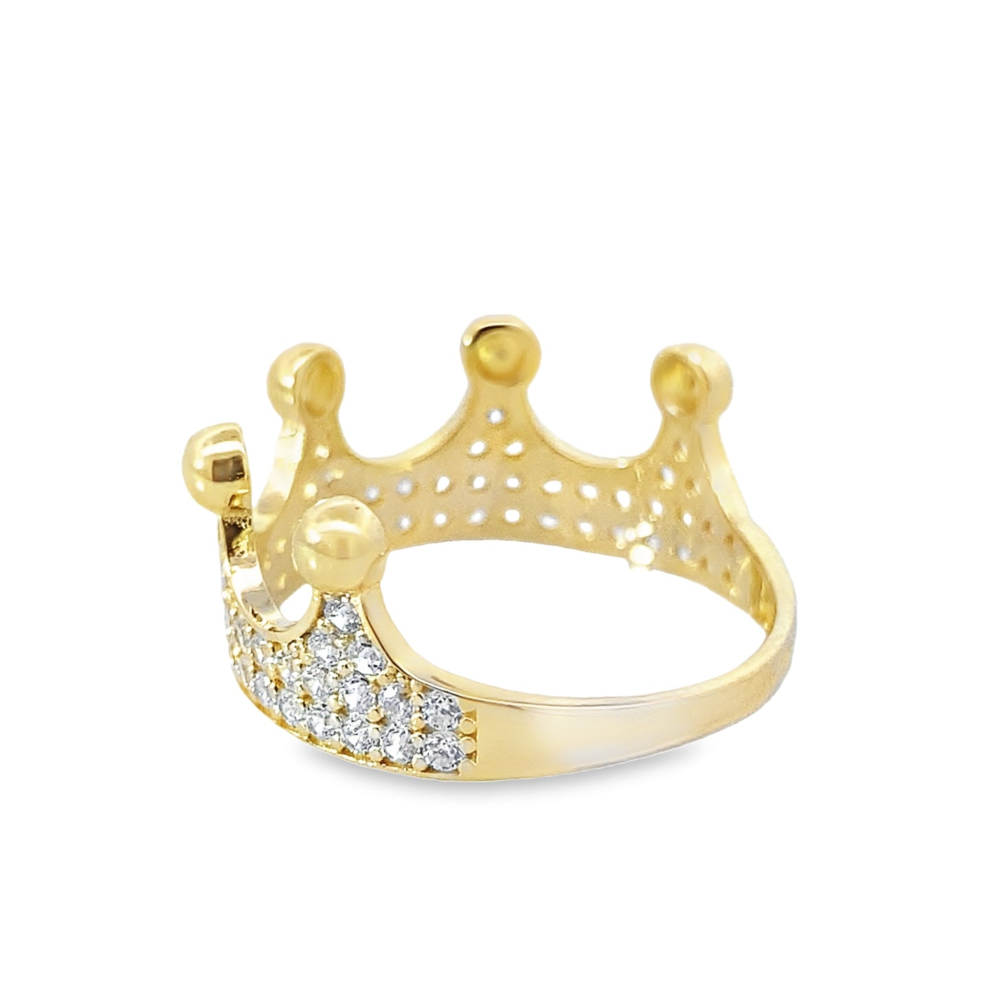14K Yellow Gold Cz Crown Lds Fashion Ring Size 7