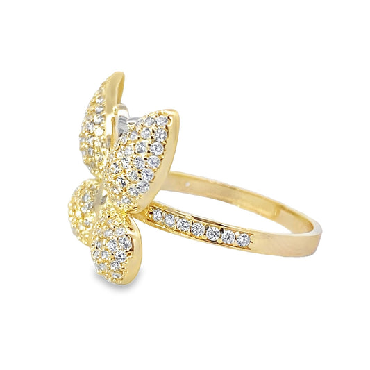 14K Yellow Gold Lds  Cz Butterfly Fashion Ring Size 8 2.6Dwt