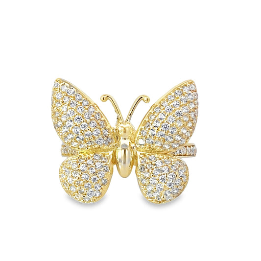 14K Yellow Gold Lds  Cz Butterfly Fashion Ring Size 8 2.6Dwt