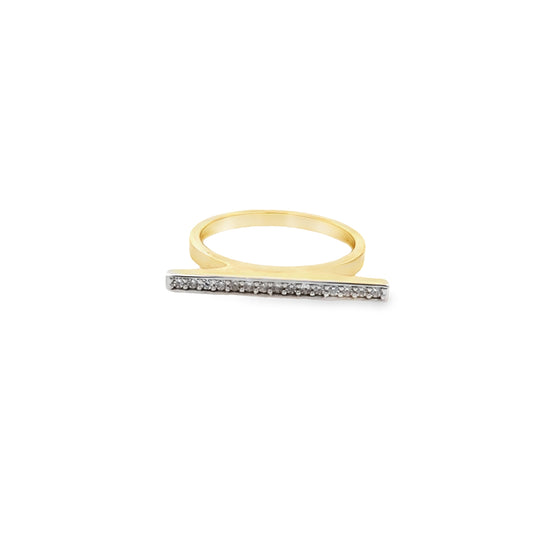 14K Yellow Gold Lds Cz Bar Fashion Ring Size 8 1.9Dwt