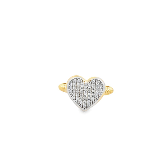 14K Yellow Gold Lds Cz Heart Fashion Ring Size 7 1.8Dwt
