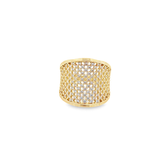 14K Yellow Gold Cz Fashion Ring Size 7.5 4.4Dwt