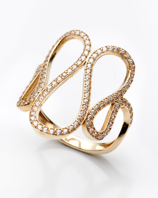 14K Yellow Gold Lds Cz Fashion Ring Size 7.5 2.2Dwt