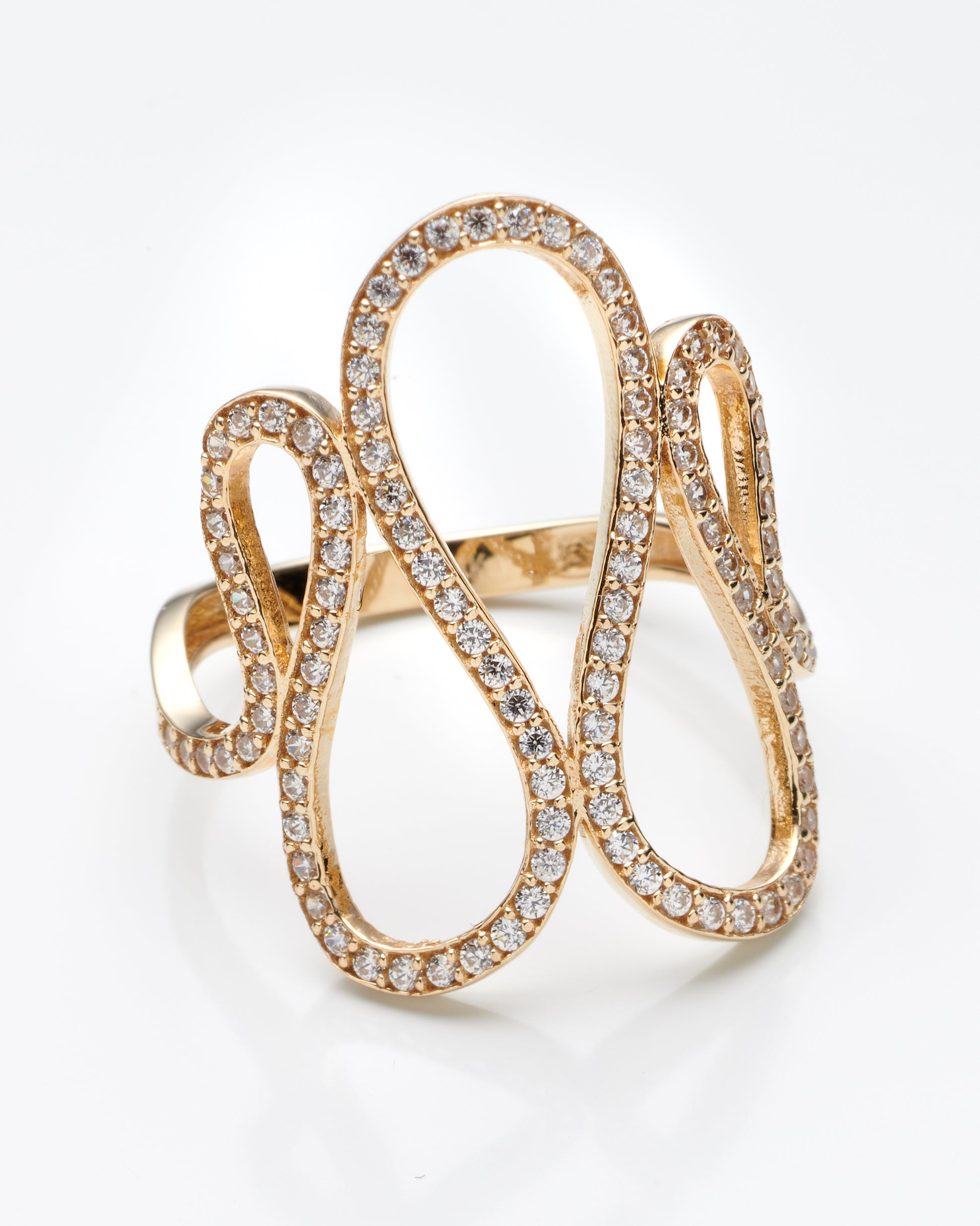 14K Yellow Gold Lds Cz Fashion Ring Size 7.5 2.2Dwt