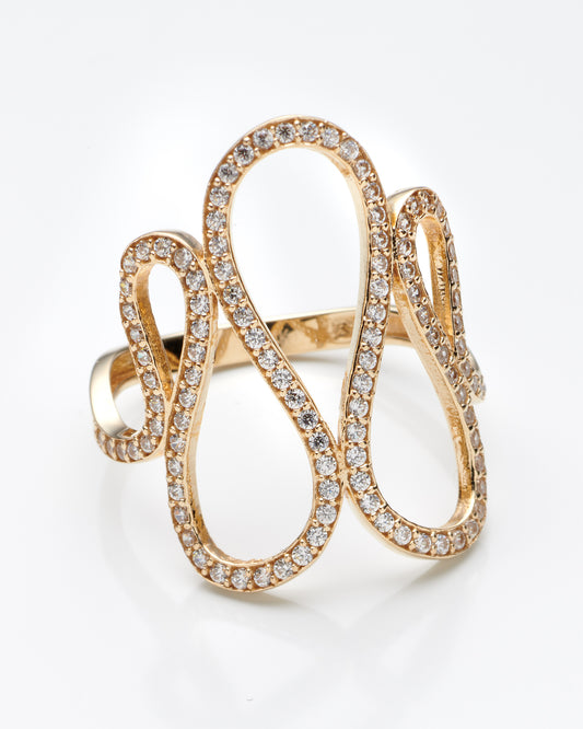 14K Yellow Gold Lds Cz Fashion Ring Size 7.5 2.2Dwt