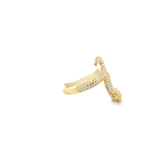 14K Yellow Gold Lds Cz Snake With Green Eyes Ring Size 8 2.4Dwt