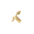 14K Yellow Gold Lds Cz Snake With Green Eyes Ring Size 7 3.0Dwt