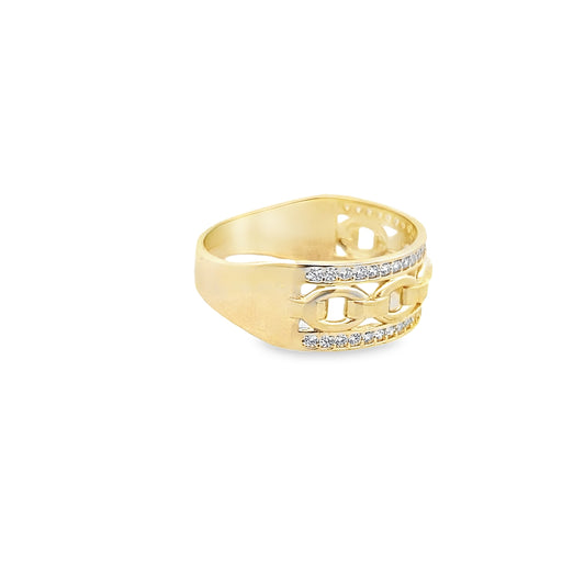 14K Yellow Gold Lds Cz Fashion Ring Size 8 1.8Dwt