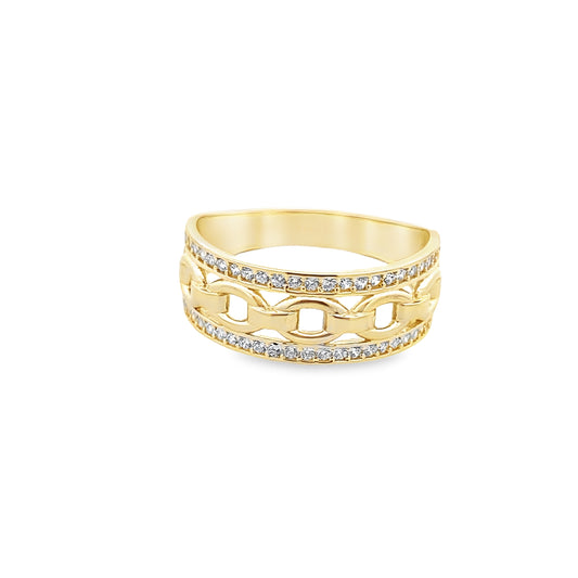 14K Yellow Gold Lds Cz Fashion Ring Size 8 1.8Dwt