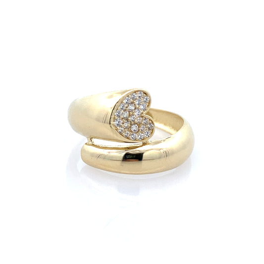 14K Yellow Gold Lds Cz Heart Fashion Ring Size 8 1.9Dwt