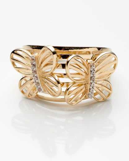 14K Yellow Gold Ladies Butterfly Ring Size 6 2.2Dwt