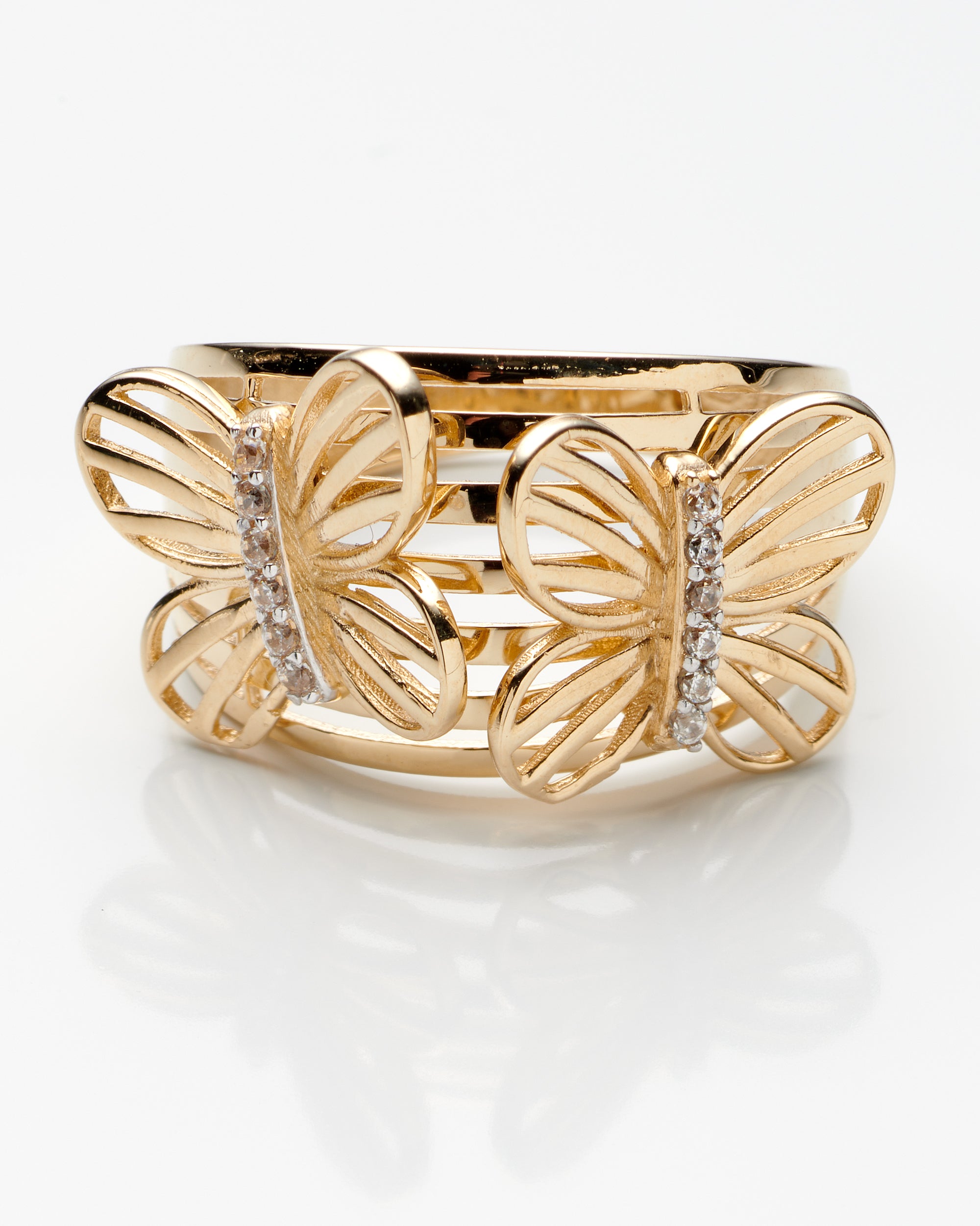 14K Yellow Gold Ladies Butterfly Ring Size 6 2.2Dwt