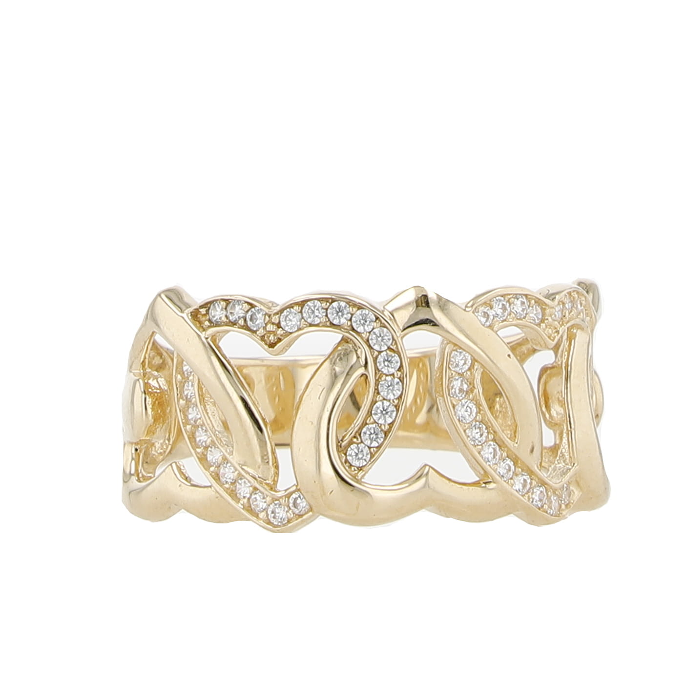 14K Yellow Gold Cz Heart Ring Size 8 2.3Dwt