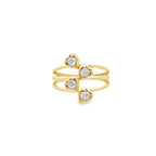 14K Yellow Gold Lds Cz Hearts Fashion Ring Size 8 1.8Dwt