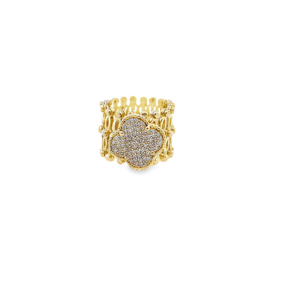 10K Yellow Gold Cz Flower Fashion Expandable Rings Size 7 8.1Dwt
