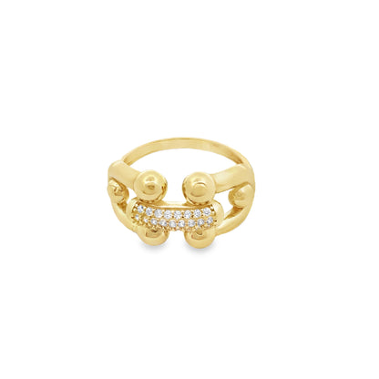14K Yellow Gold Cz Stirrup Style Fashion Ring Size 8 2.3Dwt