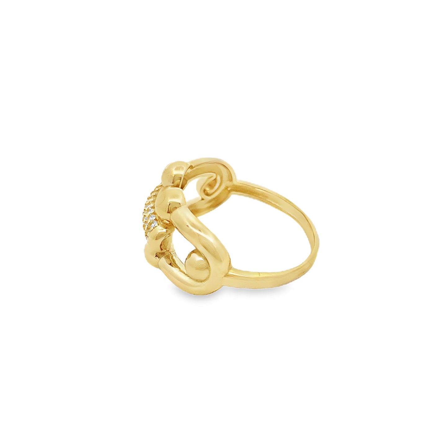 14K Yellow Gold Cz Stirrup Style Fashion Ring Size 8 2.3Dwt