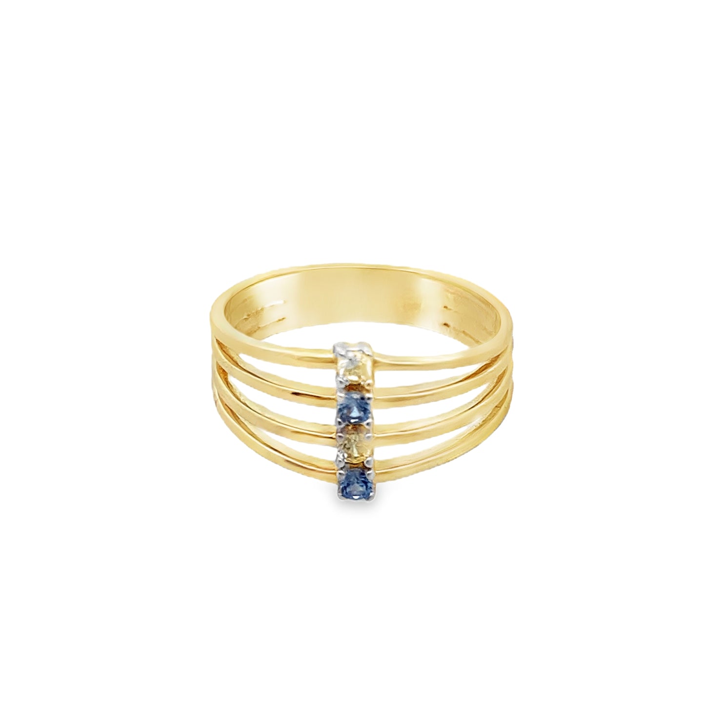 14K Yellow Gold Color Stones Fashion Ring Size 7 1.8Dwt