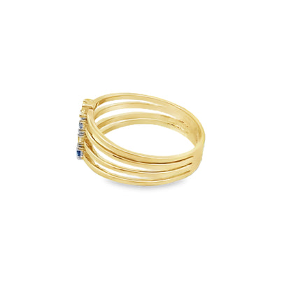 14K Yellow Gold Color Stones Fashion Ring Size 7 1.8Dwt