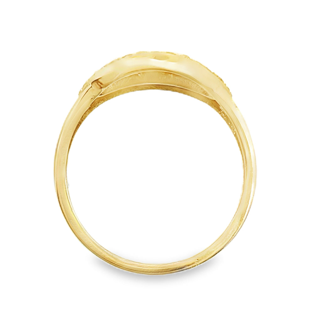 14K Yellow Gold Lds Cz Design Fashion Ring Size 7.5 1.2Dwt