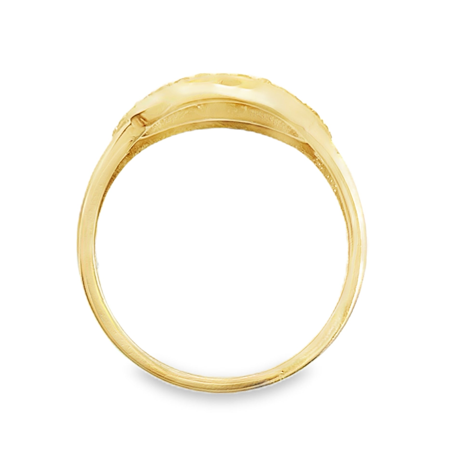 14K Yellow Gold Lds Cz Design Fashion Ring Size 7.5 1.2Dwt