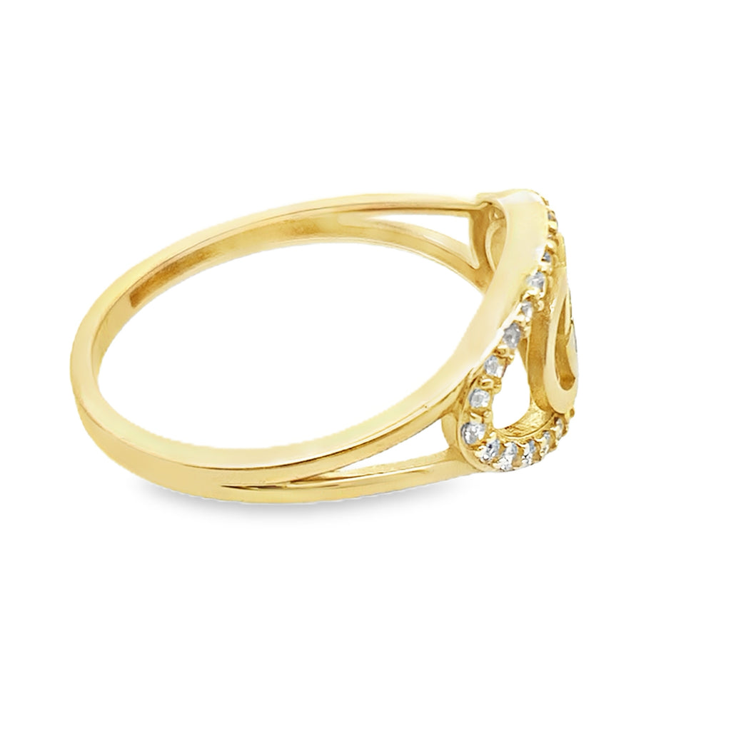 14K Yellow Gold Lds Cz Design Fashion Ring Size 7.5 1.2Dwt