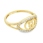 14K Yellow Gold Lds Cz Design Fashion Ring Size 7.5 1.2Dwt