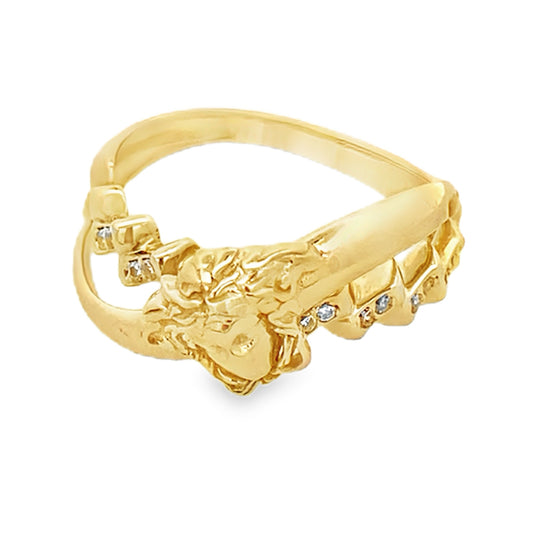 14K Yellow Gold Lds Cz Medusa Style Fashion Ring Size 7 2.0Dwt