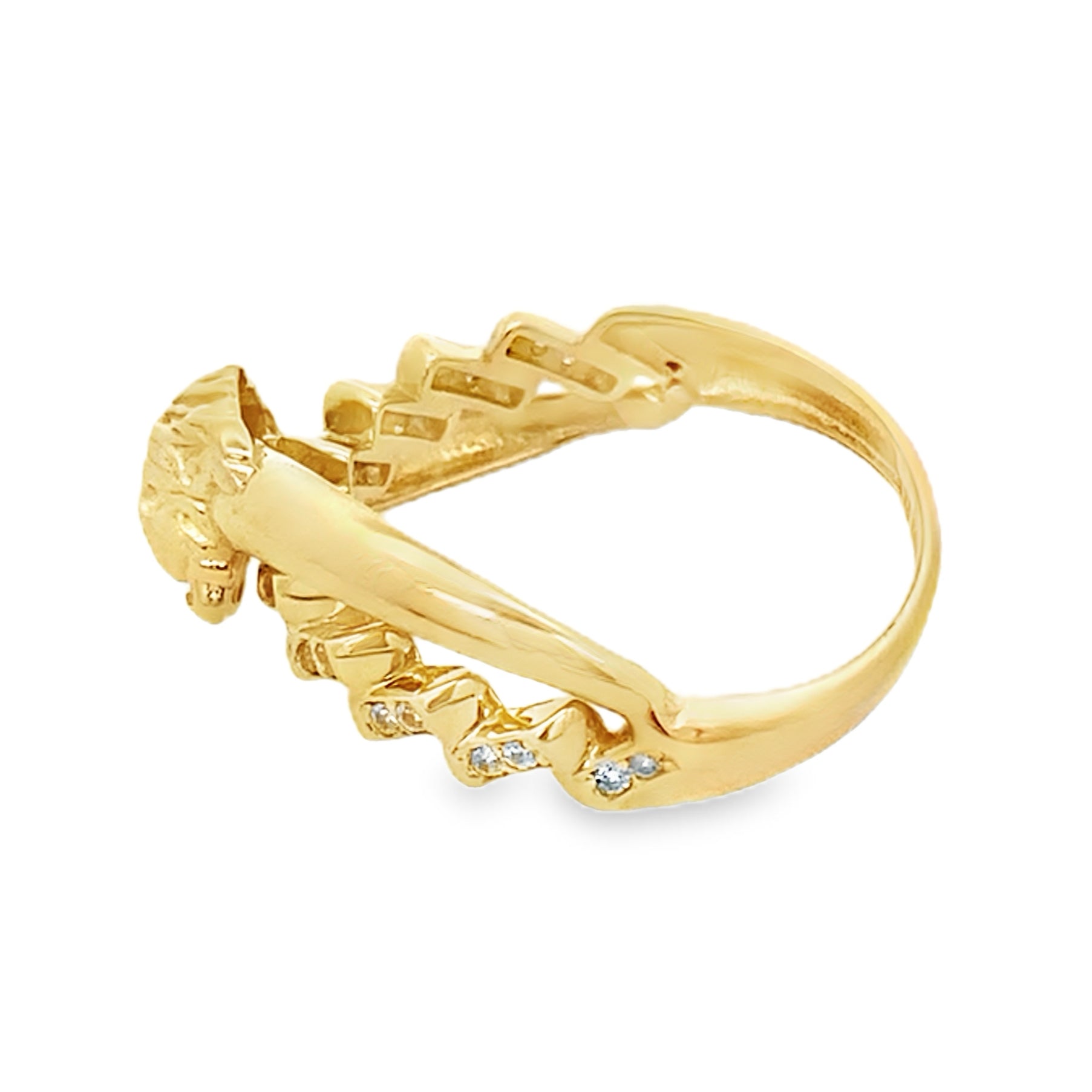 14K Yellow Gold Lds Cz Medusa Style Fashion Ring Size 7 2.0Dwt