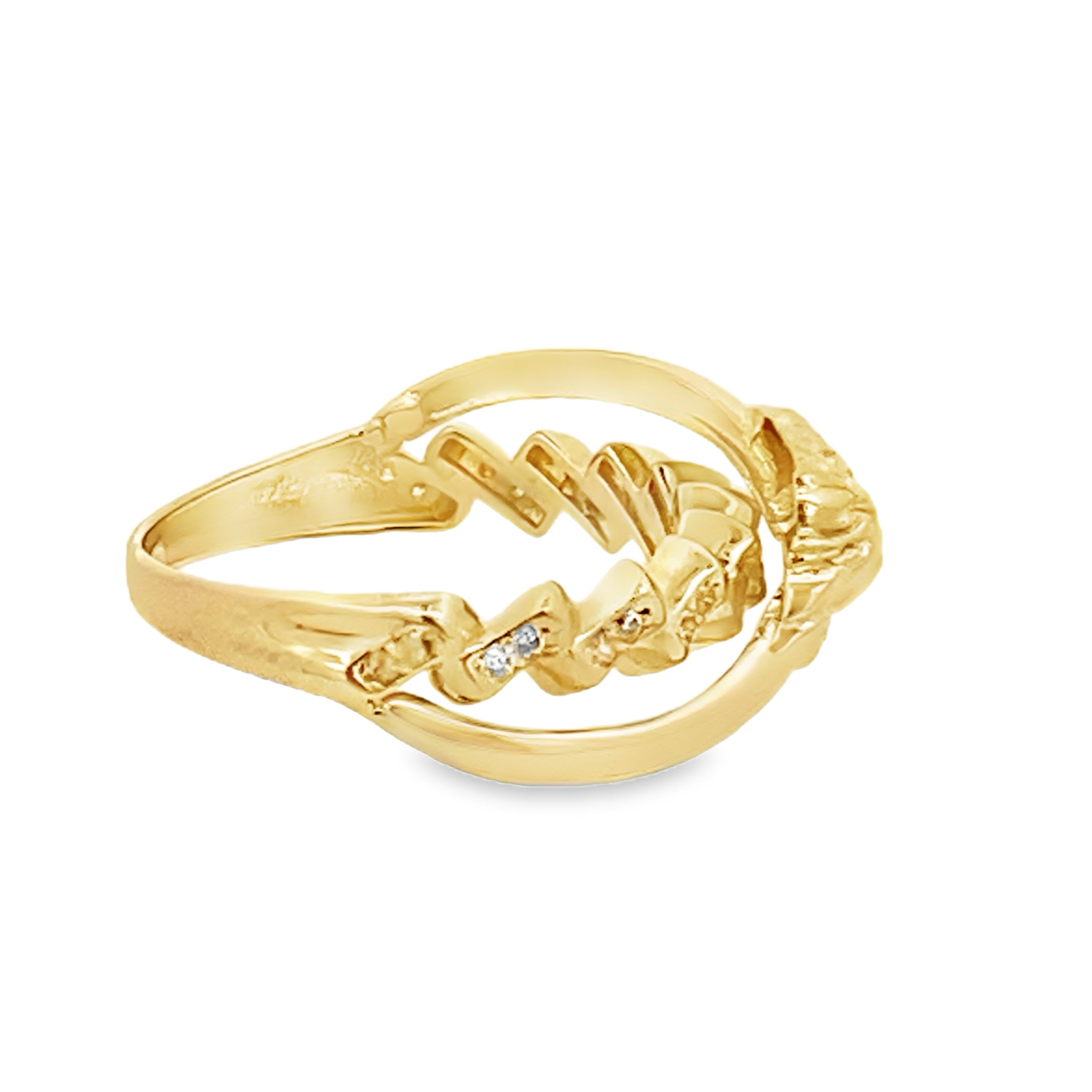 14K Yellow Gold Lds Cz Medusa Style Fashion Ring Size 7 2.0Dwt