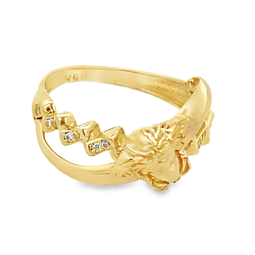 14K Yellow Gold Lds Cz Medusa Style Fashion Ring Size 7 2.0Dwt