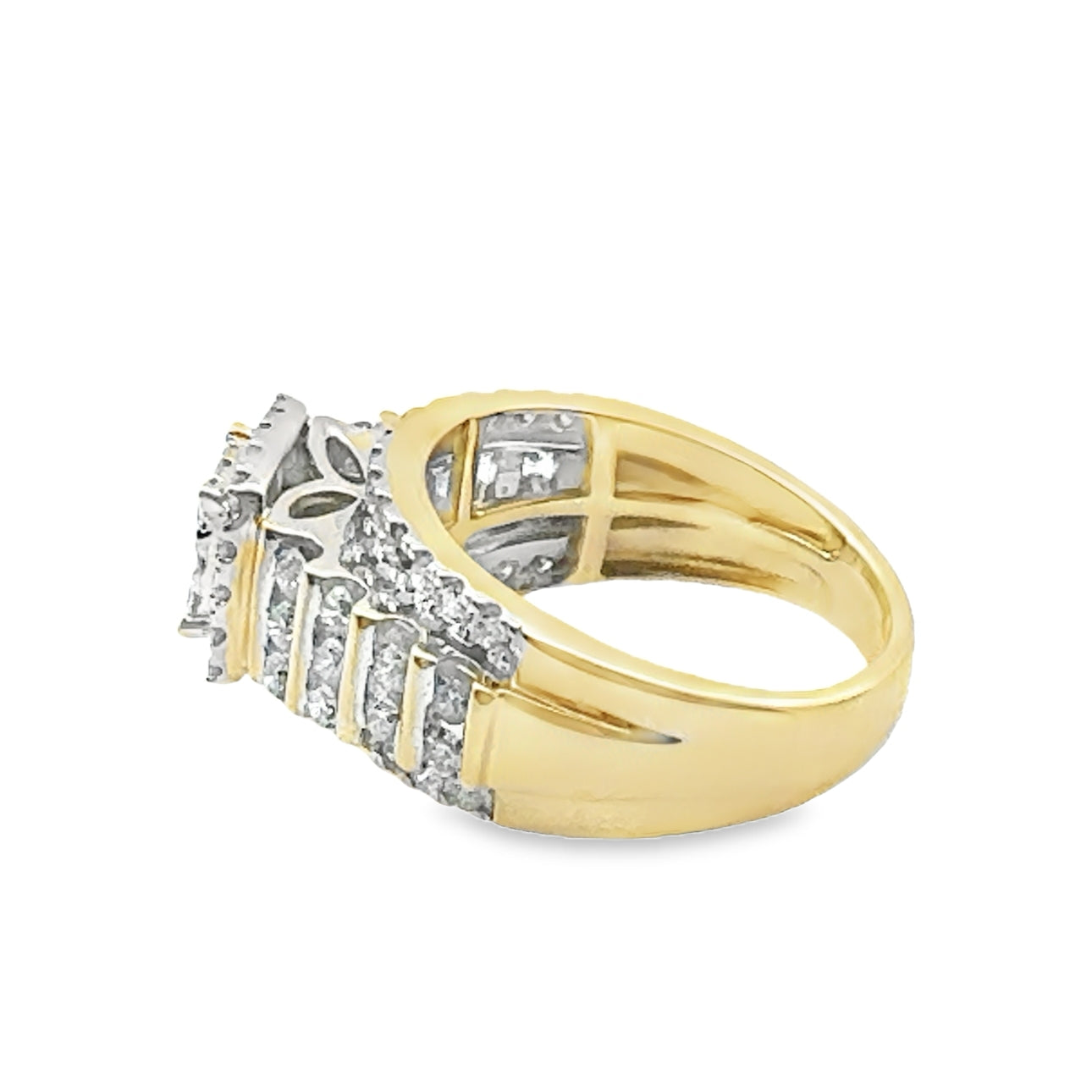 1.50Ctw 10K Yellow Gold Diamond Square Engagement Ring Size 7 3.7Dwt