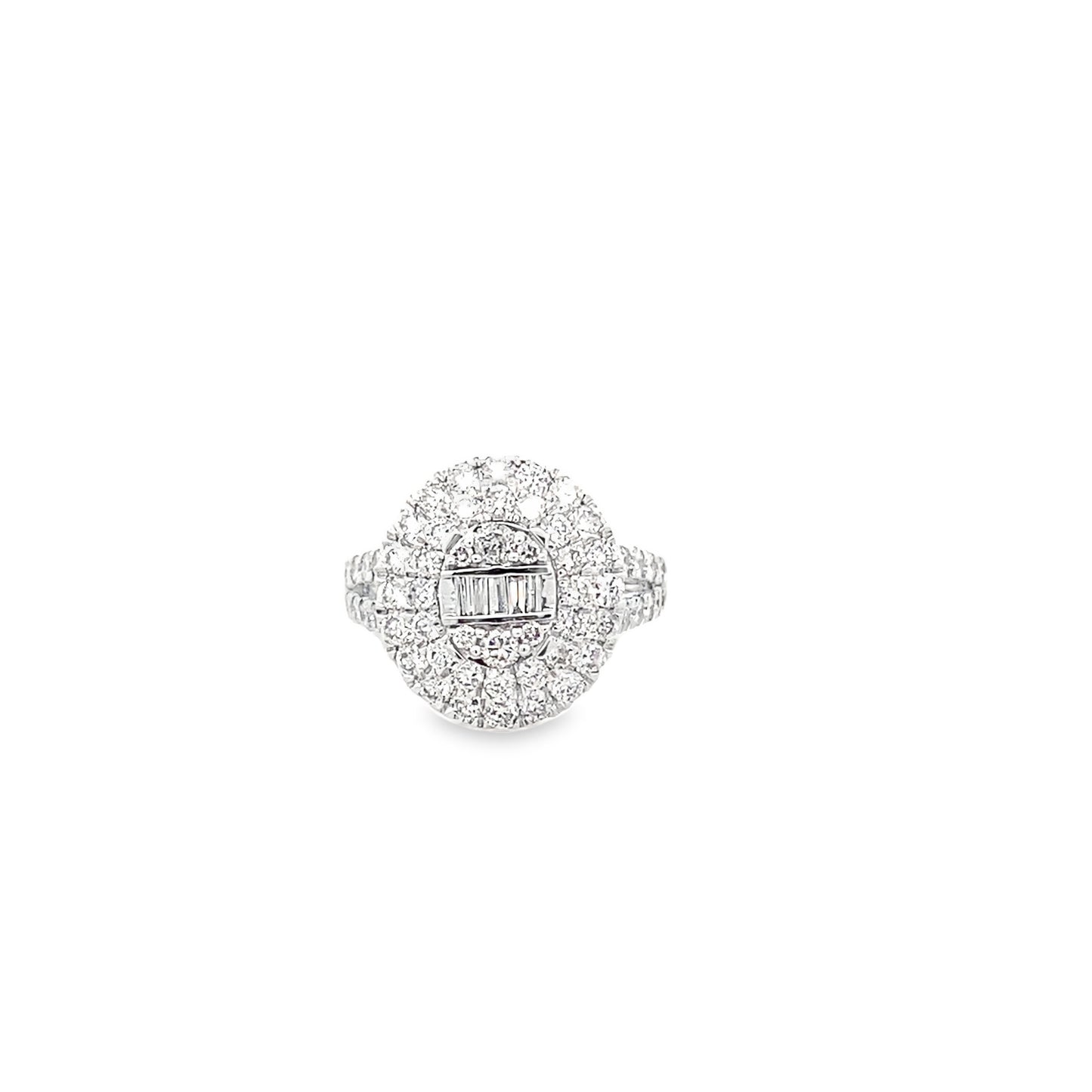 2.00Ctw 10K White Gold Diamond Fashion Ring Size 7 3.7Dwt