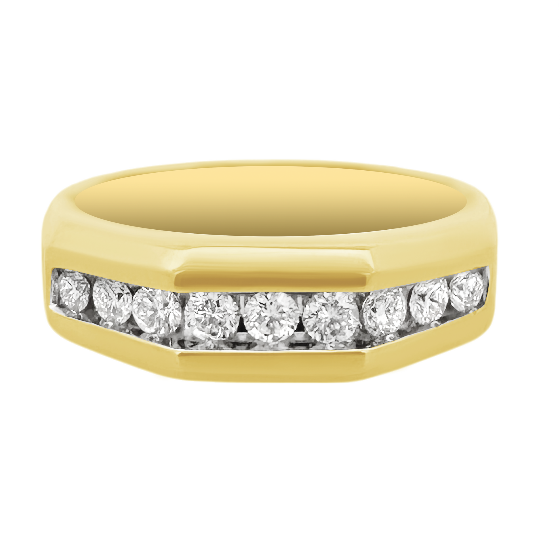 0.50Ctw 14K Yellow Gold Diamond Wedding Band Mens Size 10 4.5Dwt