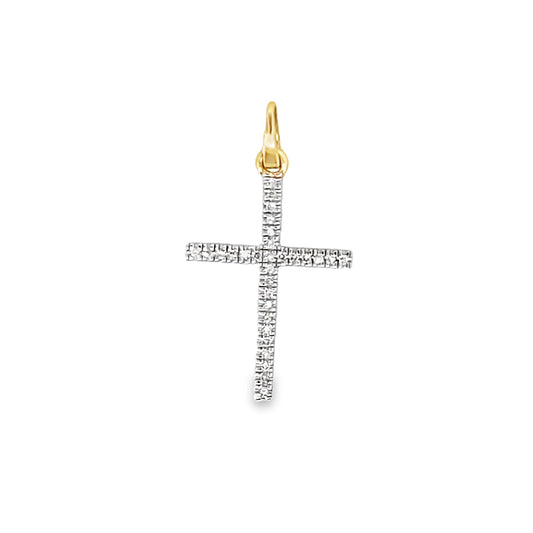 0.05Ctw 10K Yellow Gold Small Diamond Cross Charm