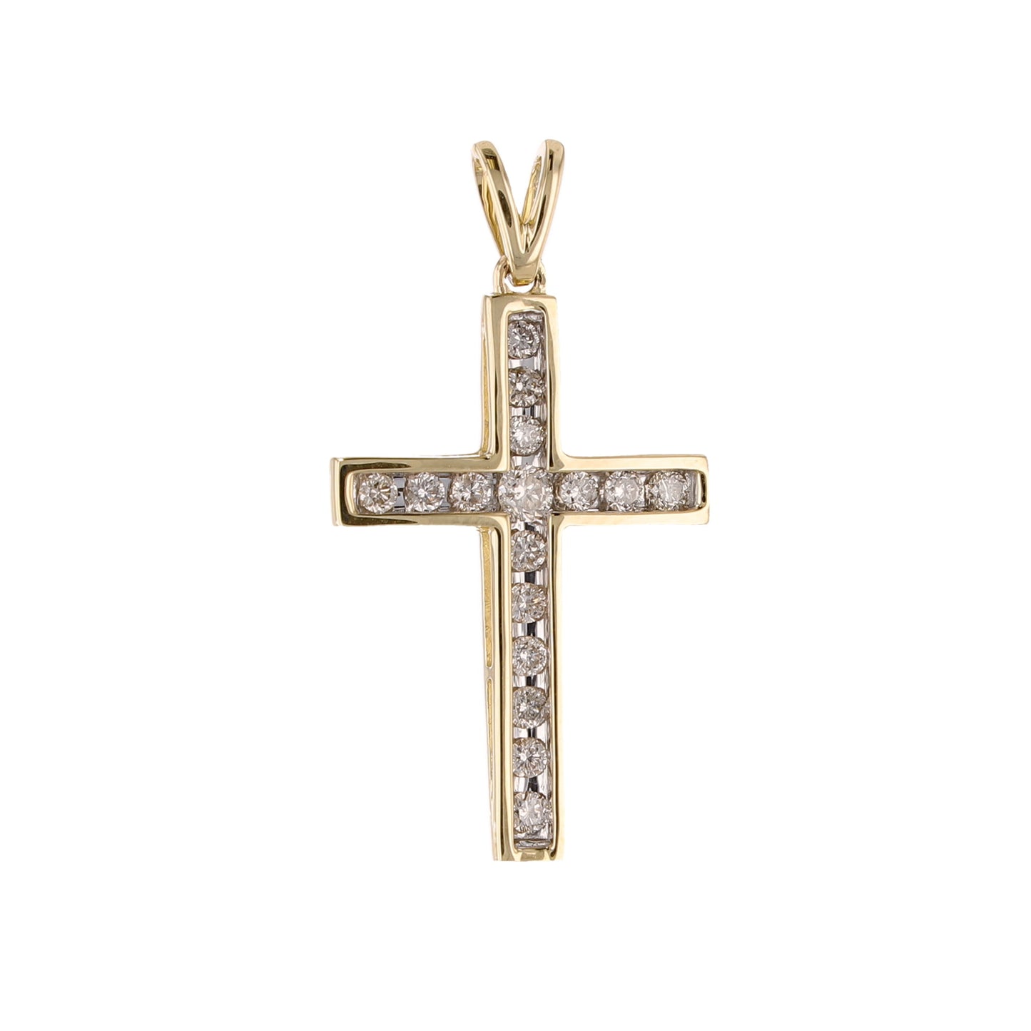 0.50Ctw 10K Yellow Gold Diamond Cross Pendant 1.3Dwt