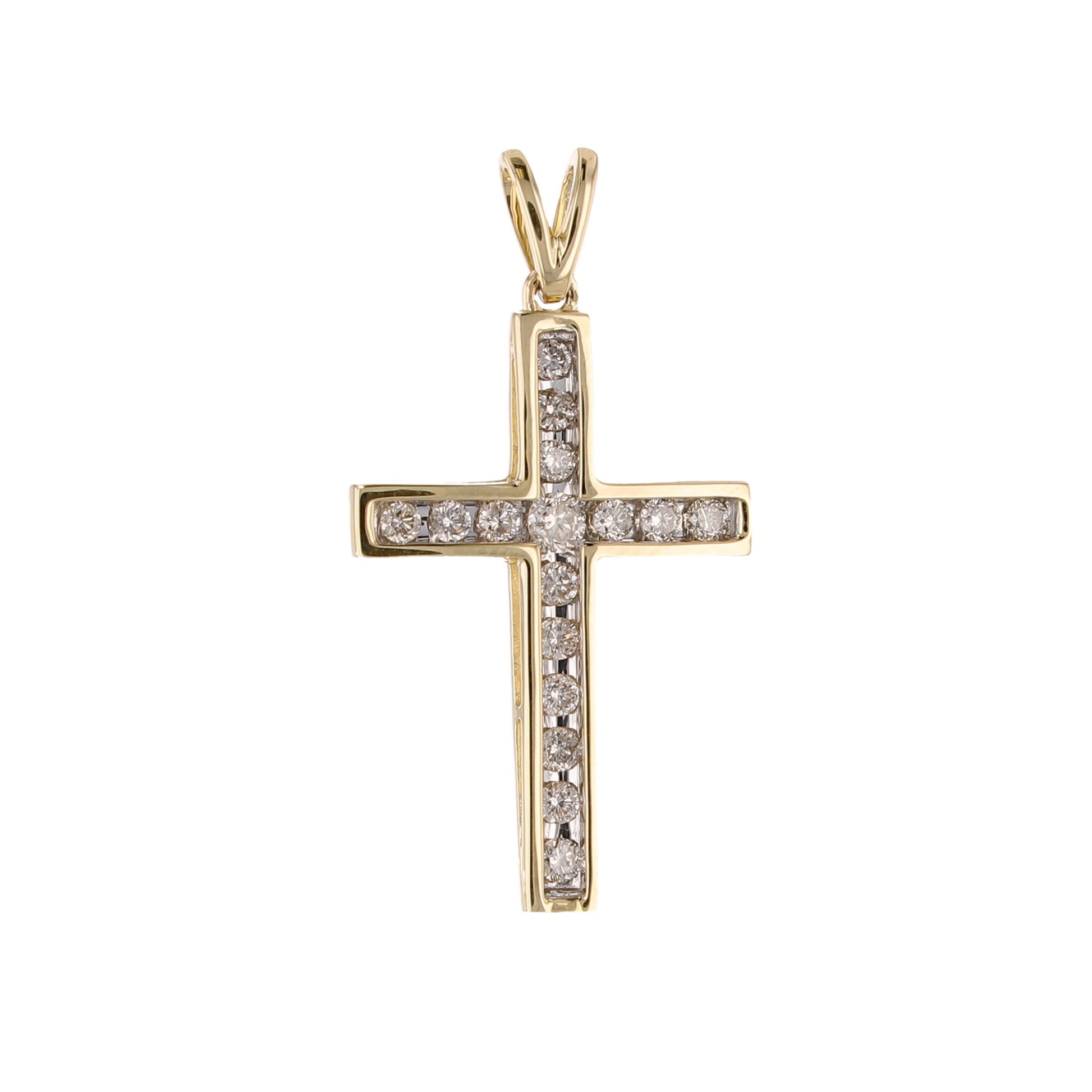0.50Ctw 10K Yellow Gold Diamond Cross Pendant 1.3Dwt