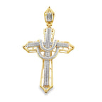 0.55Ctw 10K Yellow Diamond Cross Pendant 6.0Dwt