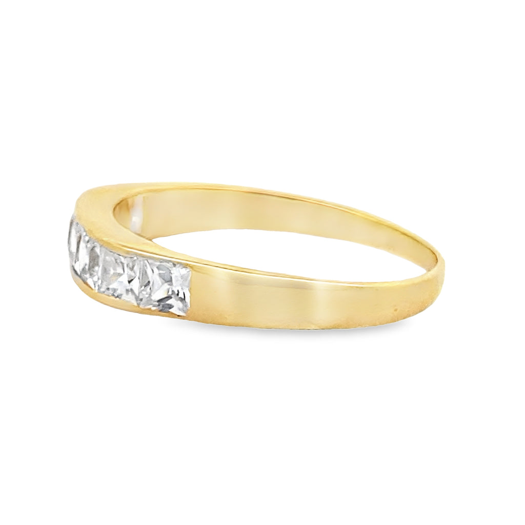 18K Yellow Gold Cz Lds Wedding Band Size 9 1.6Dwt