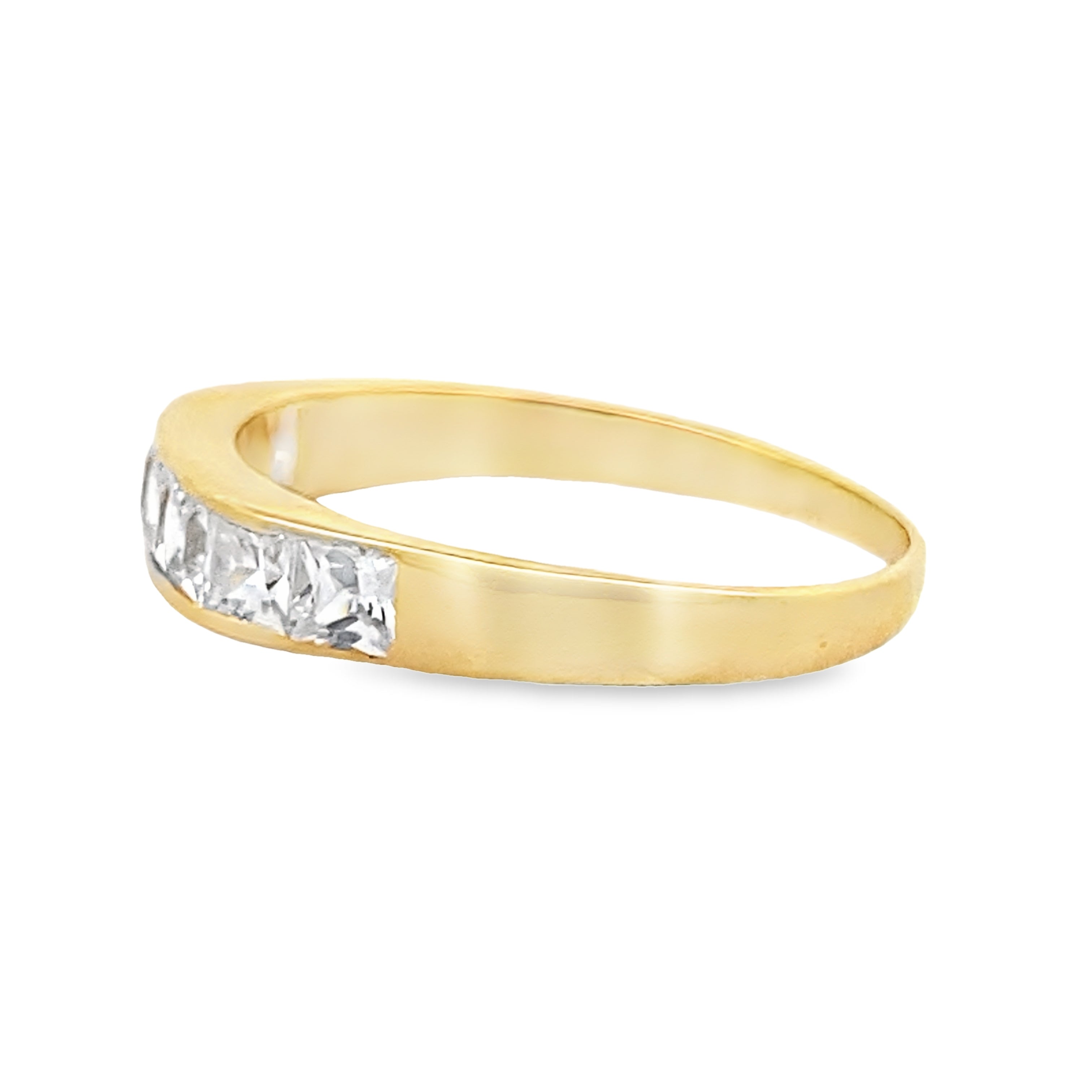 18K Yellow Gold Cz Lds Wedding Band Size 9 1.6Dwt