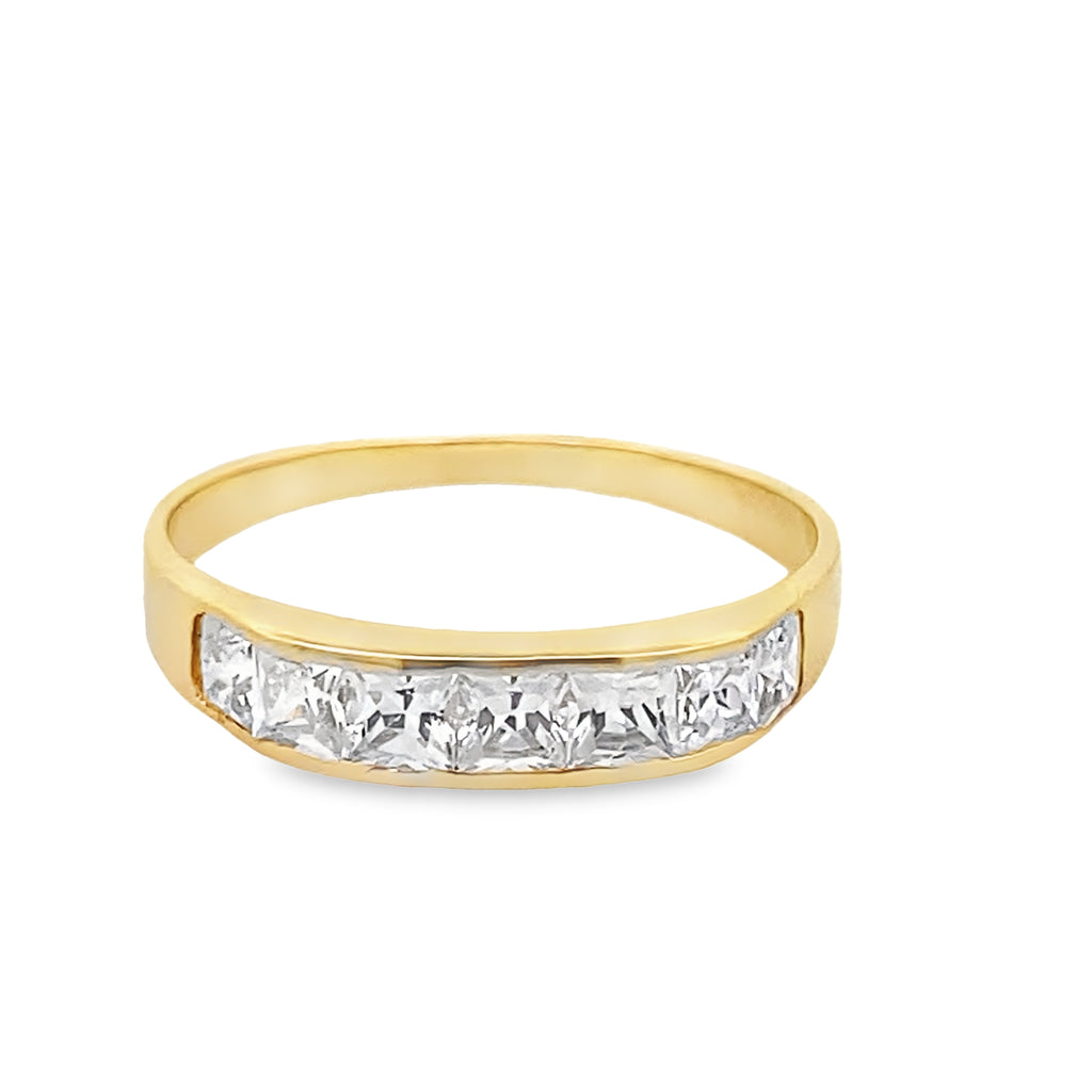 18K Yellow Gold Cz Lds Wedding Band Size 9 1.6Dwt