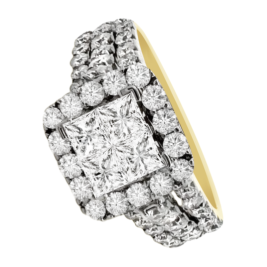 2.10Ctw 14K Yellow Gold Diamond Engagement Ring Size 7 3.1Dwt