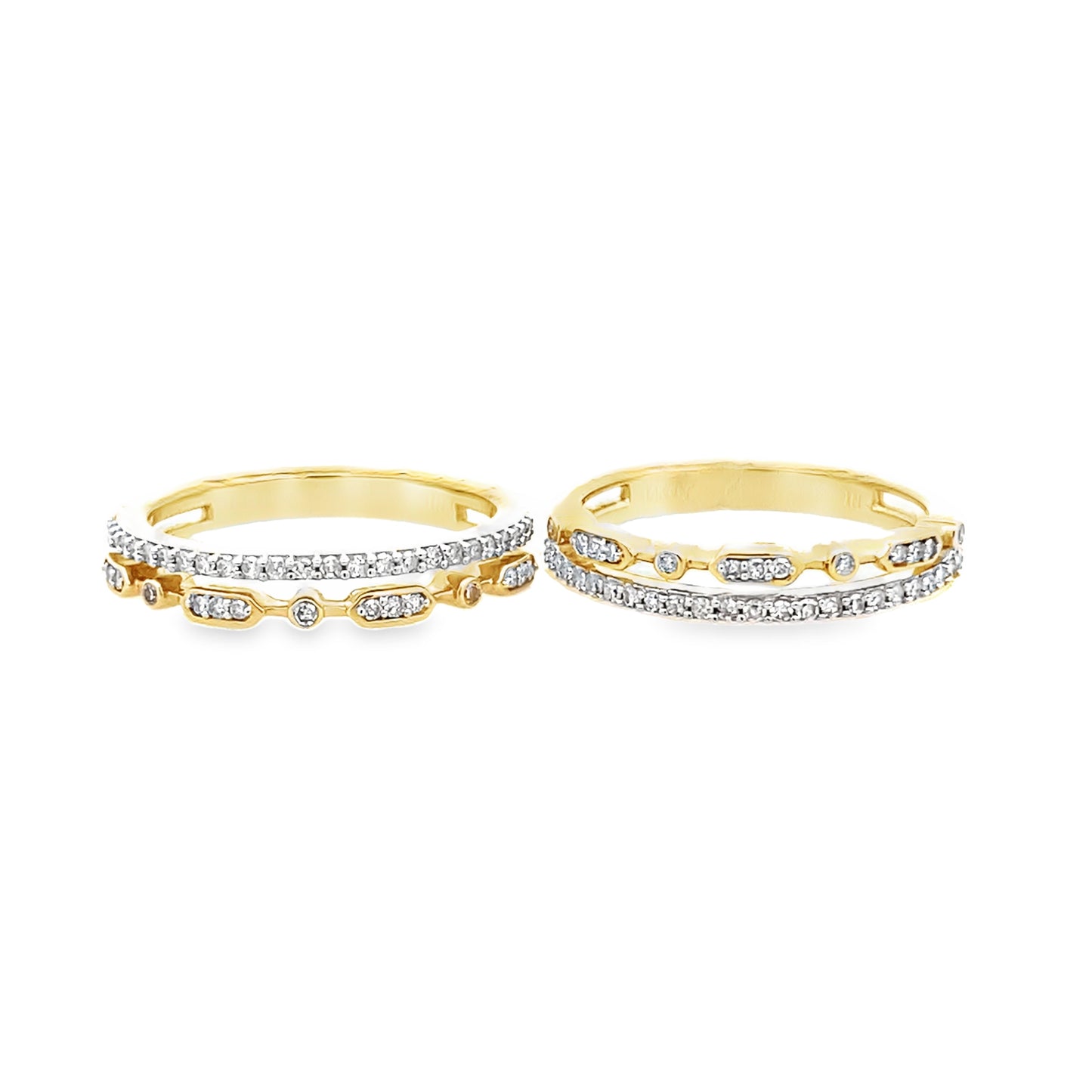 0.40Ctw 14K Yellow Gold Diamond Stacking Ring (2) Size 7 3.4Dwt